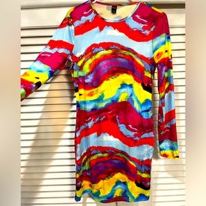 Polyester multi color mini dress
